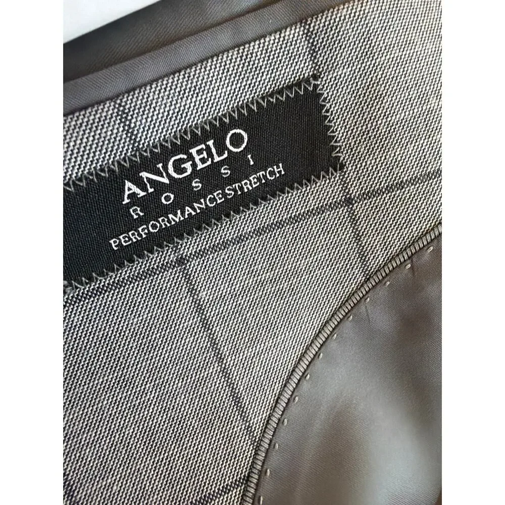 New Angelo Rossi gray windowpane blazer 38 S